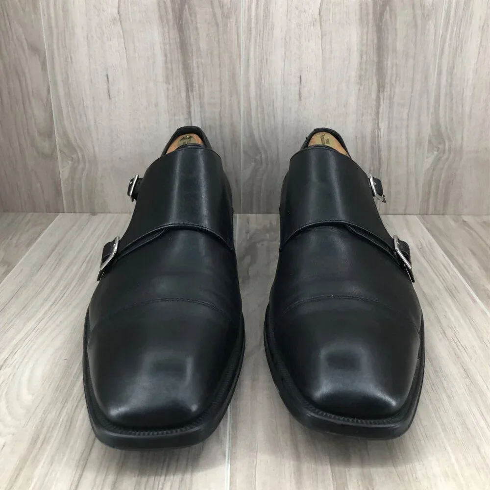 Johnston & Murphy Monk Strap Shoes Mens 12M Black Leather Buckle Dress Shoes